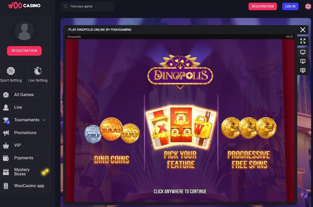Play Dinopolis Slot  at WooCasino 